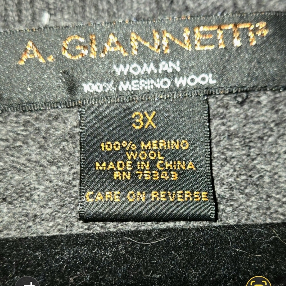 A. Giannetti Dark Gray Merino Wool Women's Shawl Collar Cardigan - Picture 2 of 2